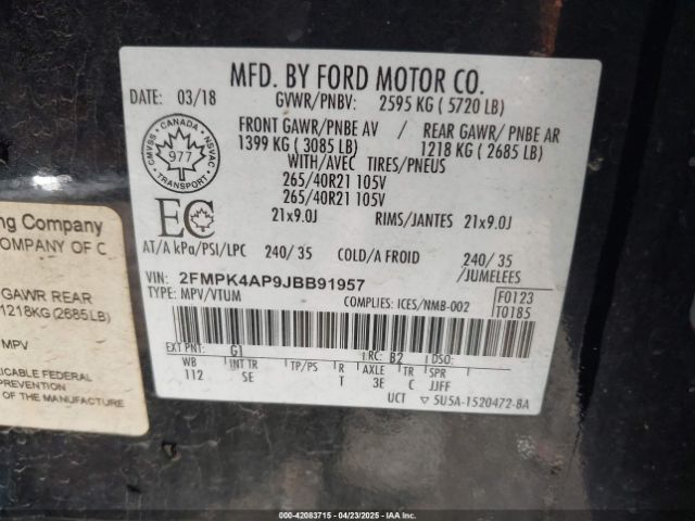 2018 FORD EDGE 2FMPK4AP9JBB91957 Photo 8