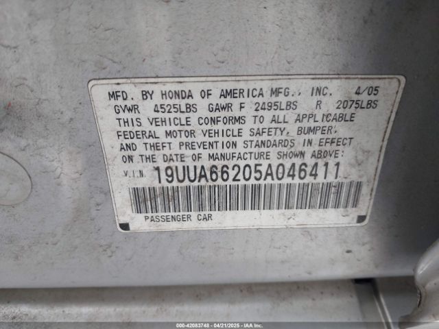 2005 ACURA TL 19UUA66205A046411 Photo 8