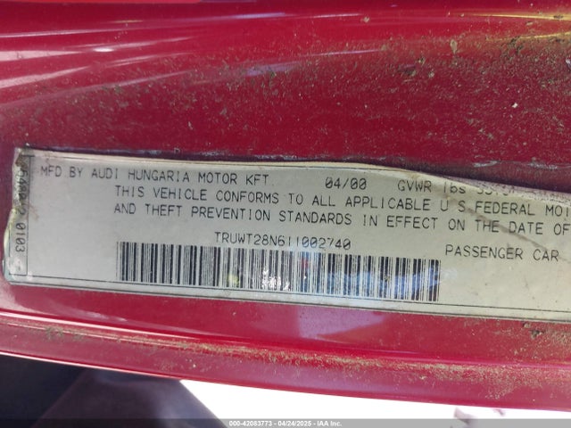 2001 AUDI TT TRUWT28N611002740 Photo 8