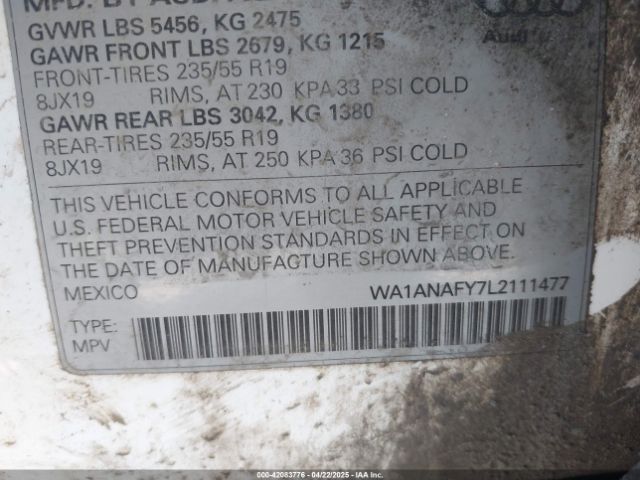 2020 AUDI Q5 WA1ANAFY7L2111477 Photo 8
