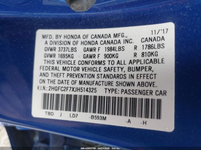 2HGFC2F7XJH514325 Honda CIVIC EX
