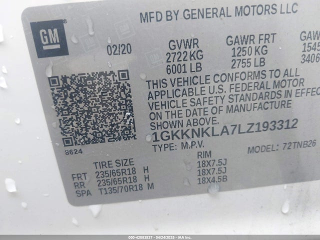 1GKKNKLA7LZ193312 GMC lcv - spark ignited direct injection, variable valve timing, dcvcp, e85 max, e0-e100, alum