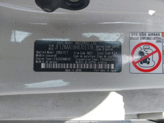 JF1ZNAA18H8701376 Toyota 86