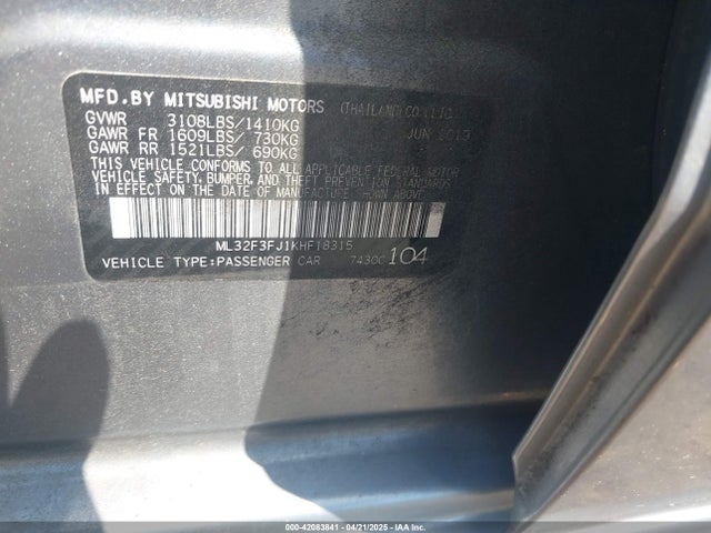 2019 MITSUBISHI MIRAGE G4 ML32F3FJ1KHF18315 Photo 8