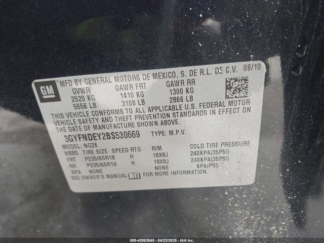 2011 CADILLAC SRX 3GYFNDEY2BS530669 Photo 8