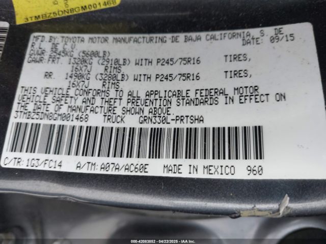 3TMBZ5DN8GM001468 Toyota Tacoma Sr5