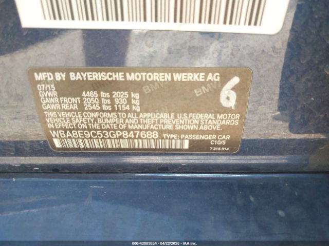 WBA8E9C53GP847688 BMW 328I