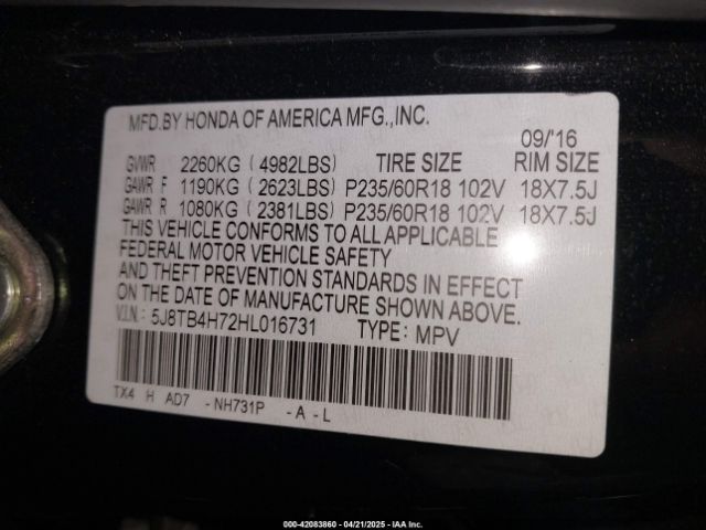 5J8TB4H72HL016731 Acura Rdx Advance Package