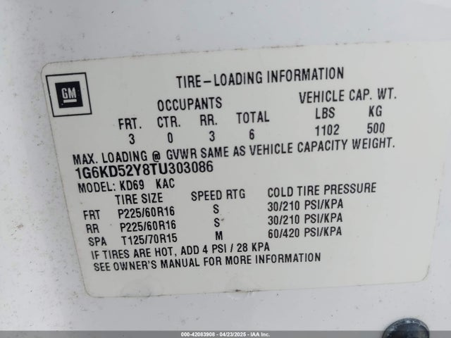 1996 CADILLAC DEVILLE 1G6KD52Y8TU303086 Photo 8