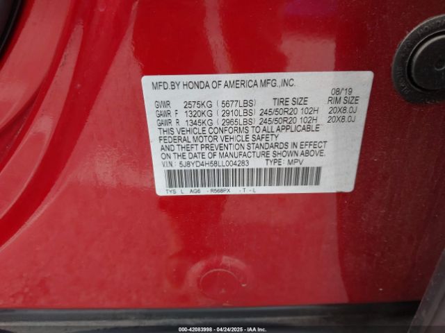2020 ACURA MDX 5J8YD4H58LL004283 Photo 8