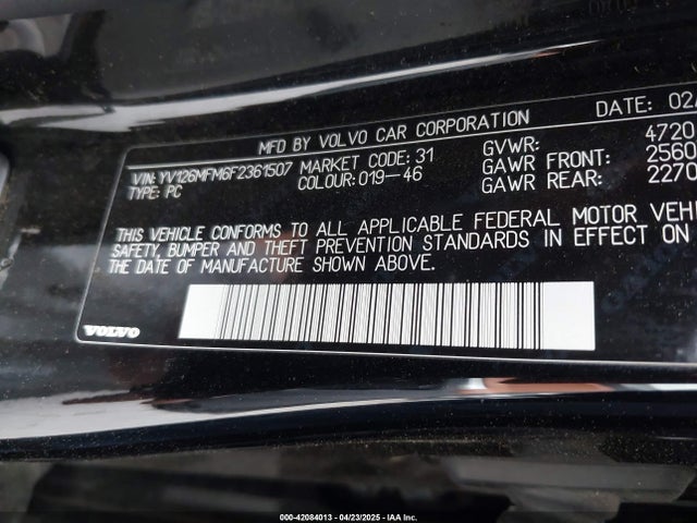 YV126MFM6F2361507 Volvo S60 T5 Platinum
