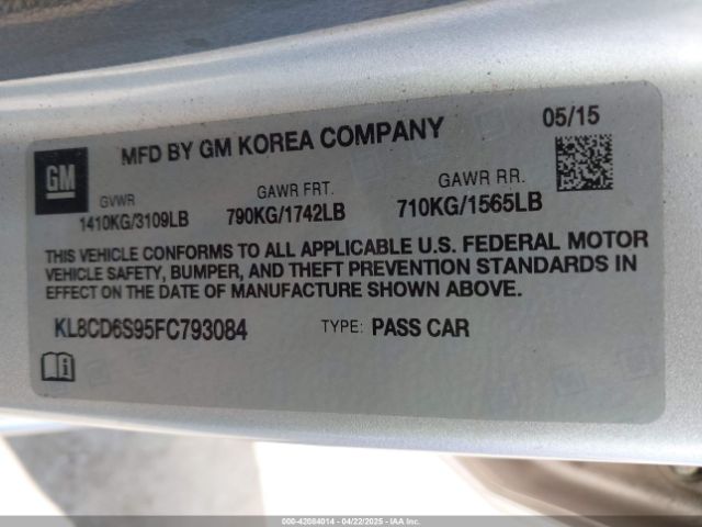 KL8CD6S95FC793084 Chevrolet Spark 1lt Cvt