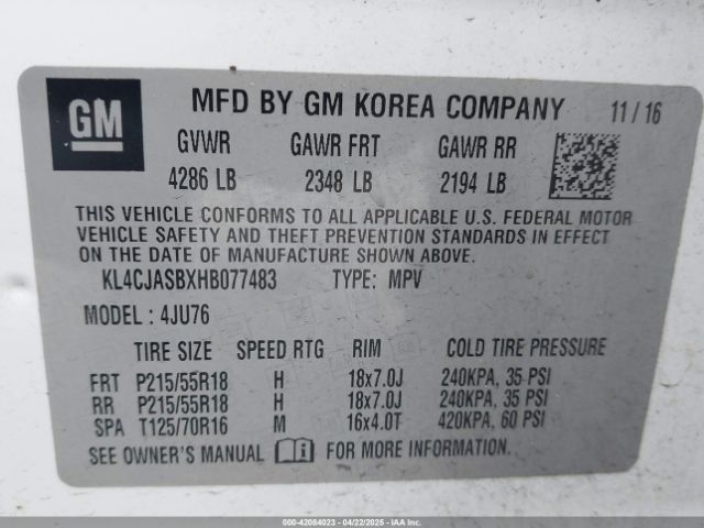 KL4CJASBXHB077483 Buick Encore Preferred