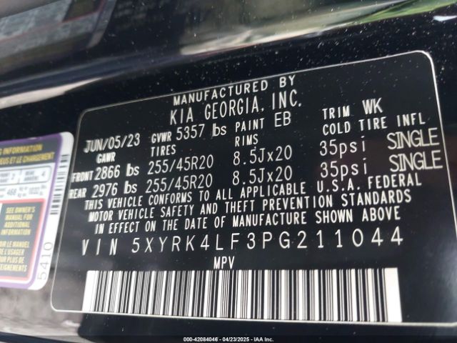 2023 KIA SORENTO 5XYRK4LF3PG211044 Photo 8