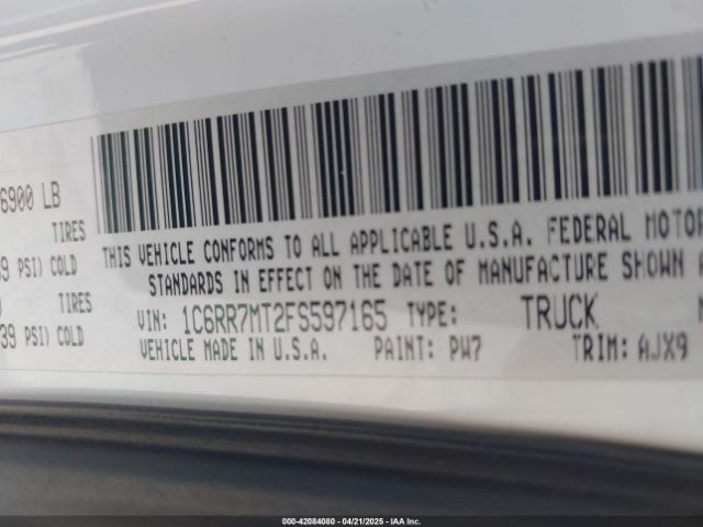 1C6RR7MT2FS597165 RAM 1500 Sport