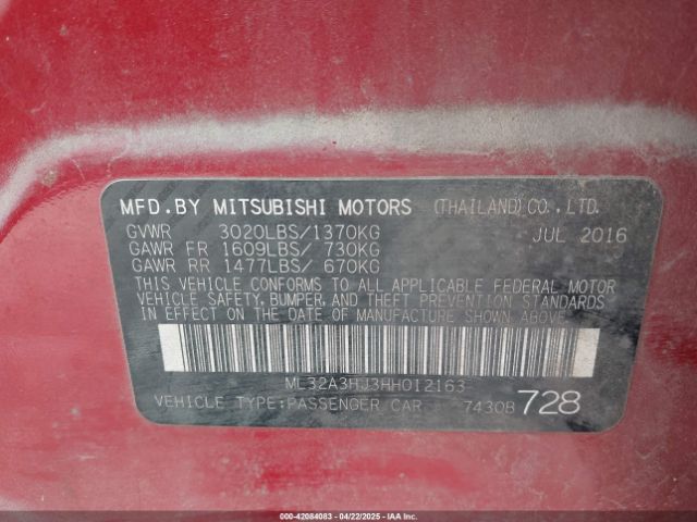 2017 MITSUBISHI MIRAGE ML32A3HJ3HH012163 Photo 8