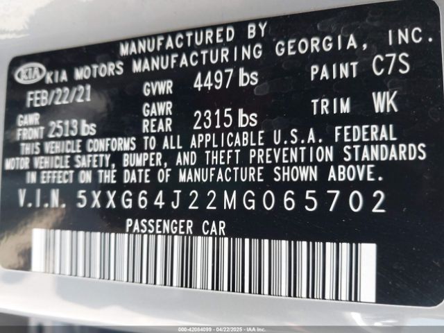 5XXG64J22MG065702 KIA K5 Gt-line