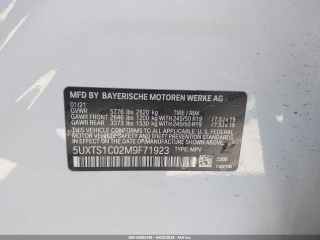 5UXTS1C02M9F71923 BMW X3 Phev Xdrive30e