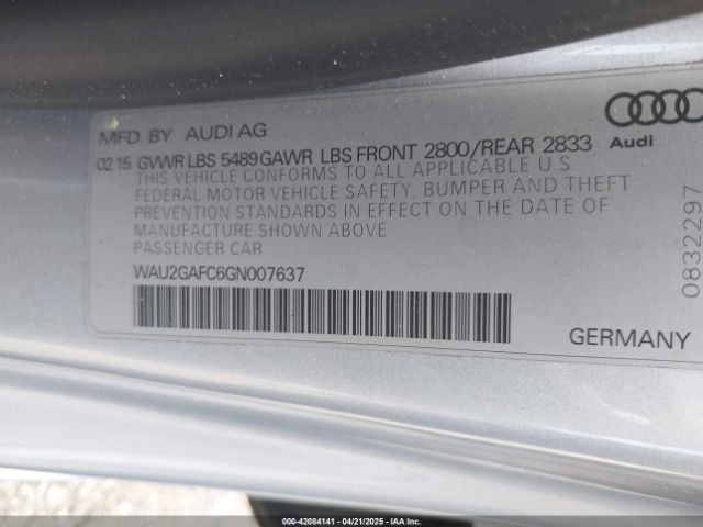 WAU2GAFC6GN007637 Audi A7 3.0t Premium Plus