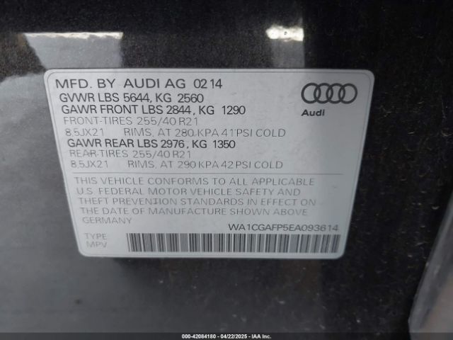 WA1CGAFP5EA093614 Audi Sq5 3.0t Premium Plus