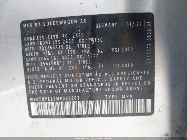 2021 VOLKSWAGEN ID.4 WVGTMPE23MP056303 Photo 8