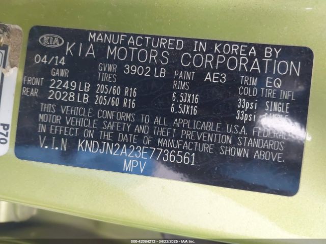 KNDJN2A23E7736561 KIA Soul