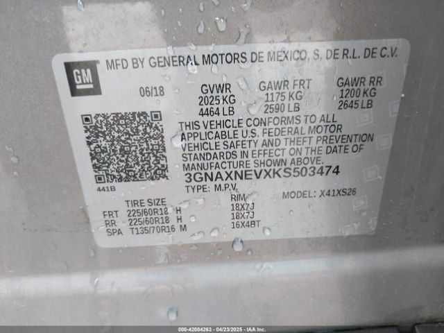 3GNAXNEVXKS503474 Chevrolet Equinox Premier