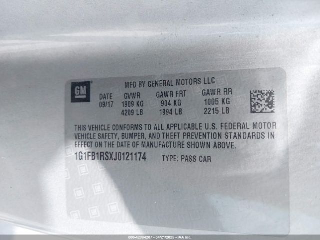 1G1FB1RSXJ0121174 Chevrolet Camaro 1lt