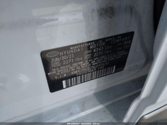 KMHC75LD7NU265630 Hyundai Ioniq Plug-in Hybrid Sel