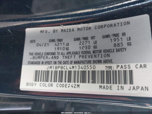 JM1BPBCL4M1340550 Mazda Mazda3 Preferred