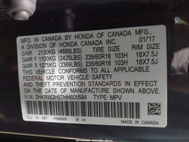 2HKRW2H57HH605584 Honda CR-V EX