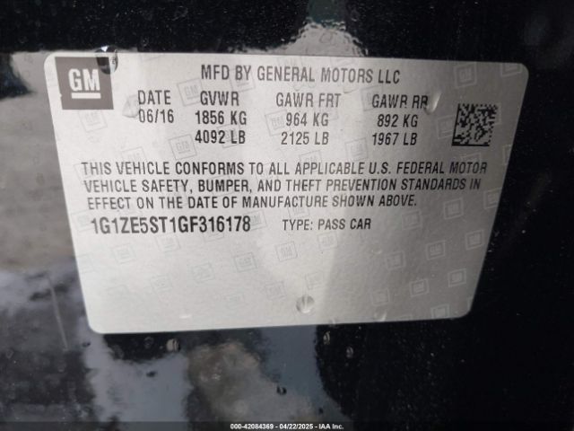 1G1ZE5ST1GF316178 Chevrolet MALIBU 1LT