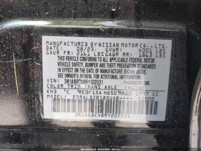 3N1AB8CV8RY202031 Nissan Sentra Sv Xtronic Cvt