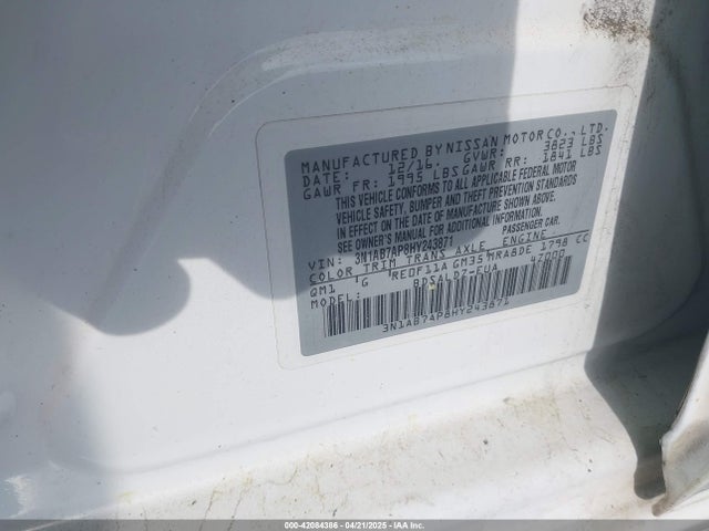 3N1AB7AP8HY243871 Nissan SENTRA SV