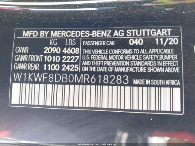W1KWF8DB0MR618283 Mercedes-Benz C 300 Sedan