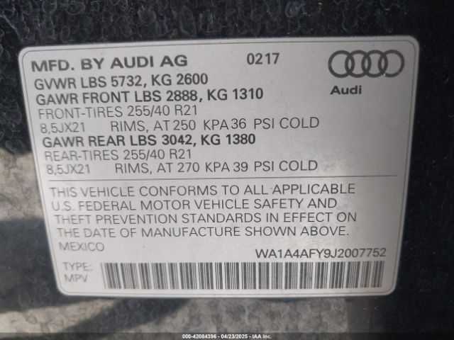 WA1A4AFY9J2007752 Audi Sq5 3.0t Premium Plus