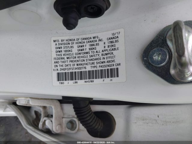 2HGFC2F57JH502776 Honda Civic Lx