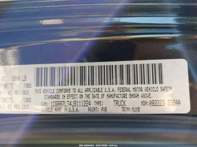 1C6RR7LT4JS111224 RAM 1500 Harvest  4x4 5'7 Box