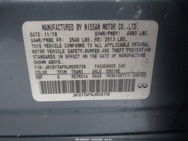 JN1EV7APXLM205739 Infiniti Q50 LUXE