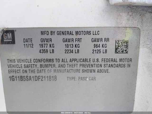 2013 CHEVROLET MALIBU 1G11B5SA1DF211818 Photo 8