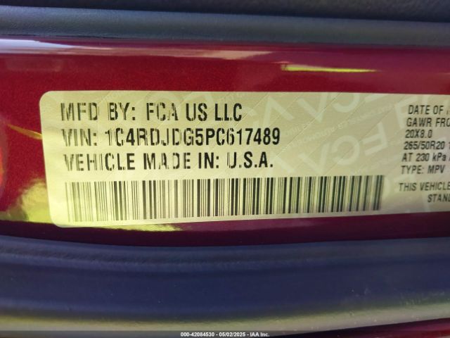 1C4RDJDG5PC617489 Dodge Durango Gt Awd
