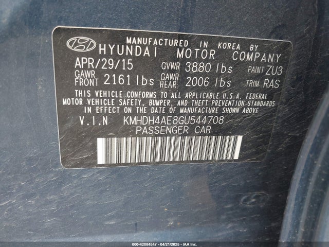 KMHDH4AE8GU544708 Hyundai ELANTRA SE