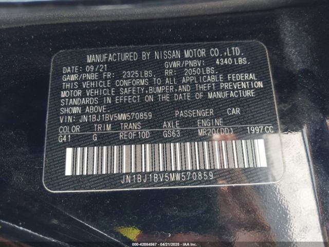 JN1BJ1BV5MW570859 Nissan Rogue Sport Sv Fwd Xtronic Cvt