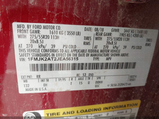 1FMJK2AT2JEA56315 Ford 3.5l gtdi