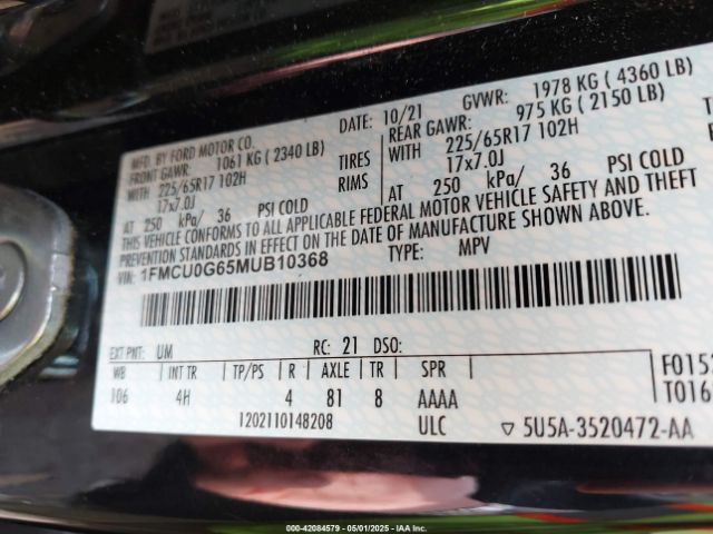2021 FORD ESCAPE 1FMCU0G65MUB10368 Photo 8