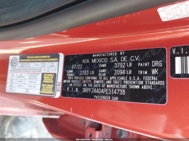 3KPF24AD4PE514738 KIA Forte Lxs
