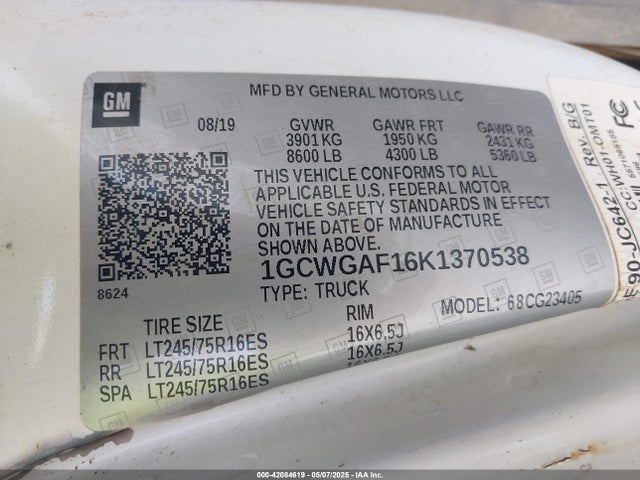 1GCWGAF16K1370538 Chevrolet lwn - direct injection, xlde