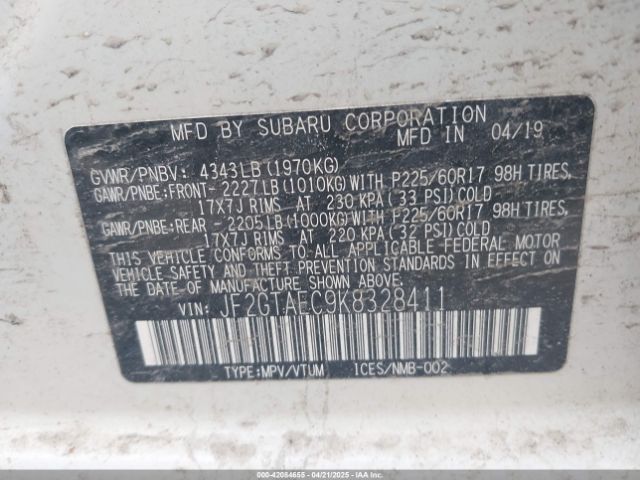 JF2GTAEC9K8328411 Subaru Crosstrek 2.0i Premium