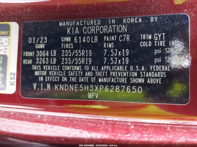 KNDNE5H3XP6287650 KIA Carnival Mpv Sx Prestige