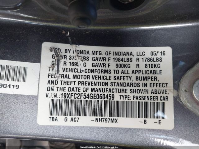 19XFC2F54GE060459 Honda Civic Lx